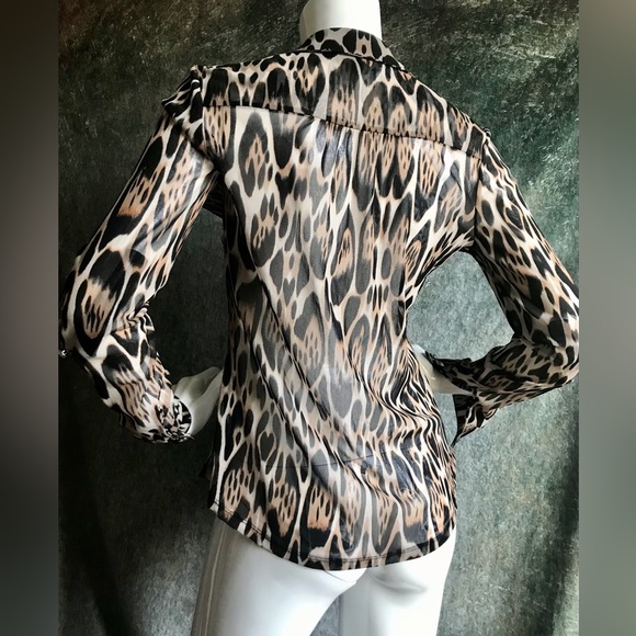 Y2K 90s INC Concepts Animal Print Buttondown Top - Picture 4 of 5